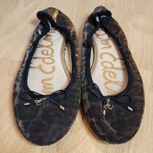 Sam Edelman Felicia Bronze Gold Leopard Ballet Flats Women's Size 10